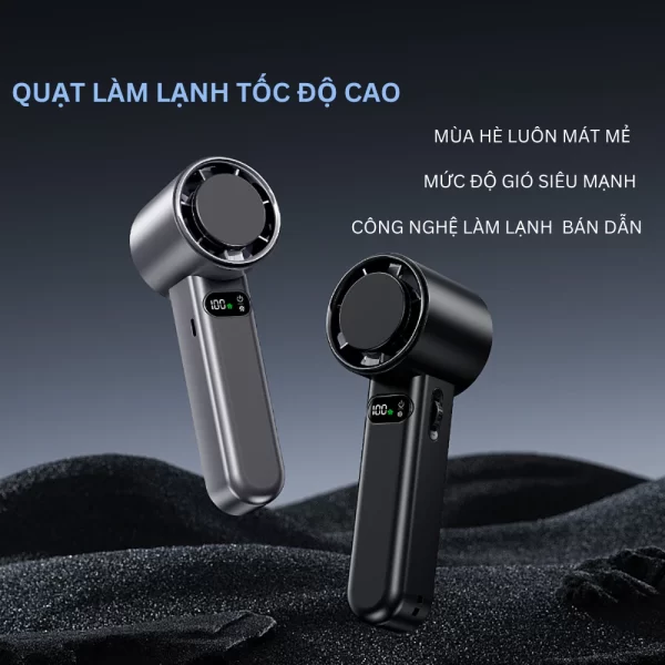 Quạt Mini Turbo Cầm Tay Làm Mát Lạnh Như Băng - Công Nghệ Bán Dẫn Tốc Độ Cao 4800mah Dùng Ngoài Trời